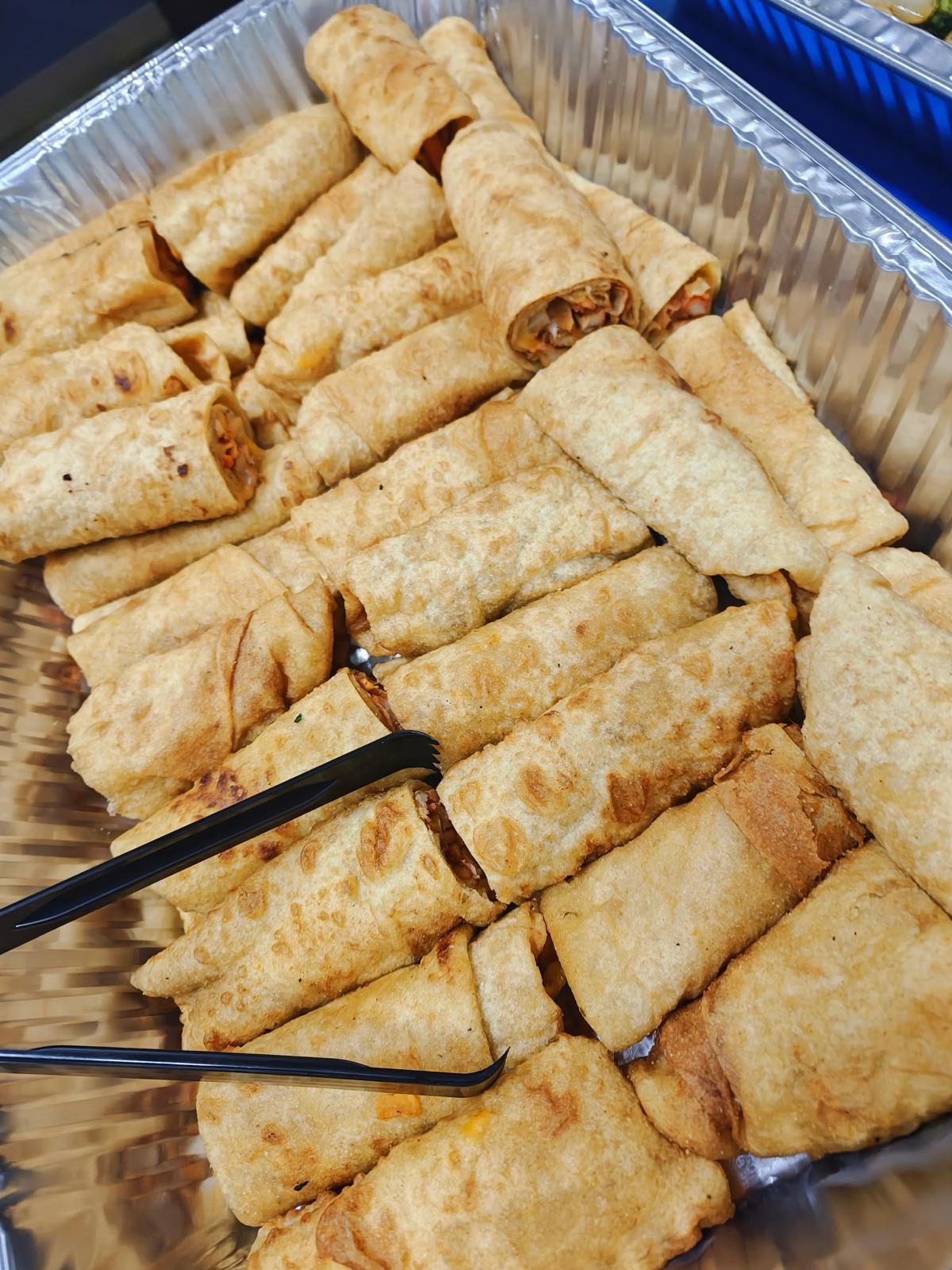 Tray of crispy vegetable rolls