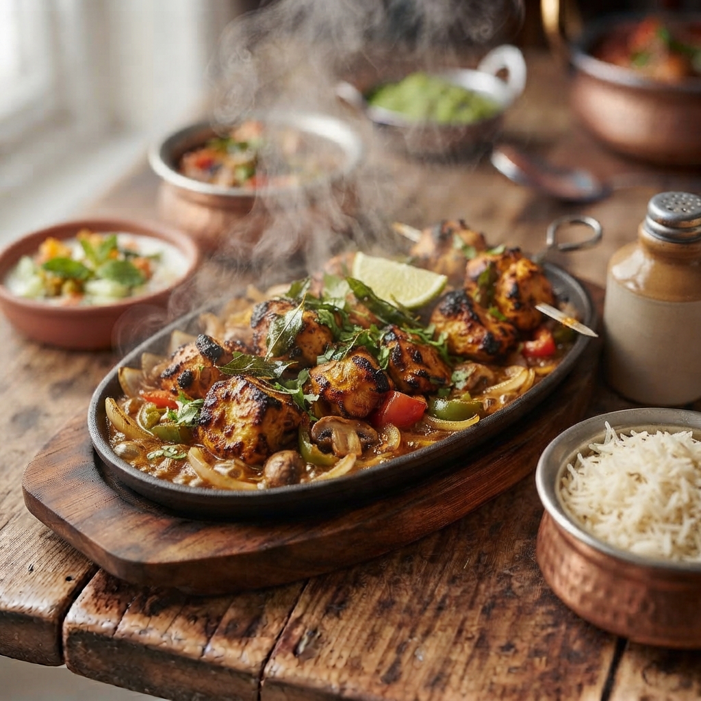 Chef's Chicken Sizzler on a hot sizzling dish