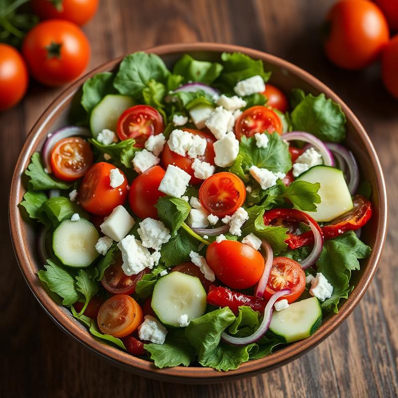 Fresh Himalayan salad with walnuts and cherry tomatoes