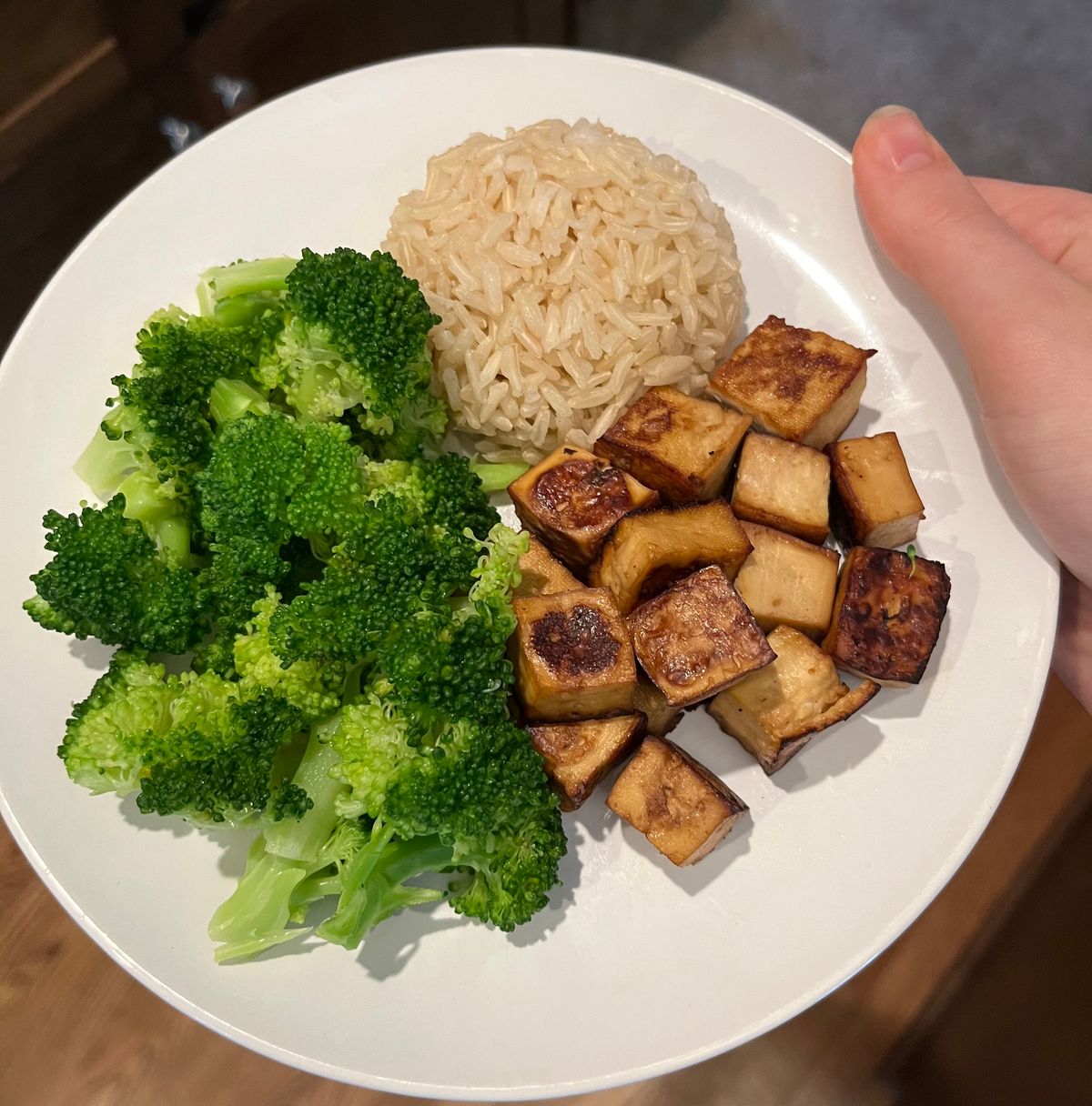 Crispy tofu with broccoli
